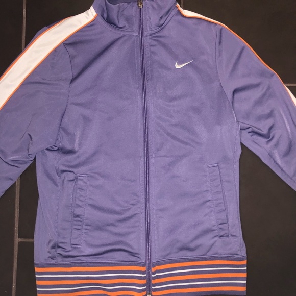white and purple nike jacket